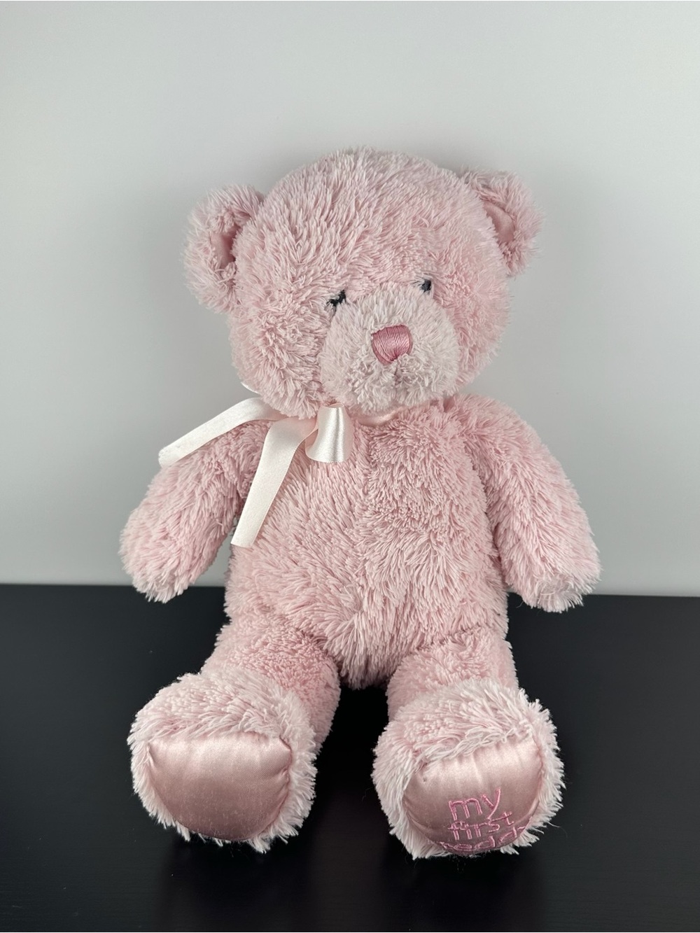 Baby Gund My First Teddy Bear 14” #021029 Medium Pink Bow Embroidered Eyes Plush